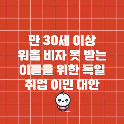 만 30세 이상 워홀 비자 못 받는 이들을 위한 독일 취업 이민 대안