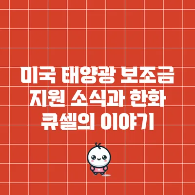 미국 태양광 보조금 지원 소식과 한화 큐셀의 이야기