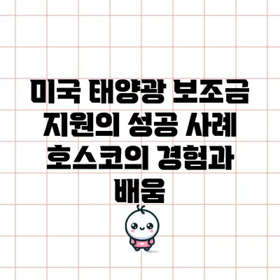 미국 태양광 보조금 지원의 성공 사례: 호스코의 경험과 배움