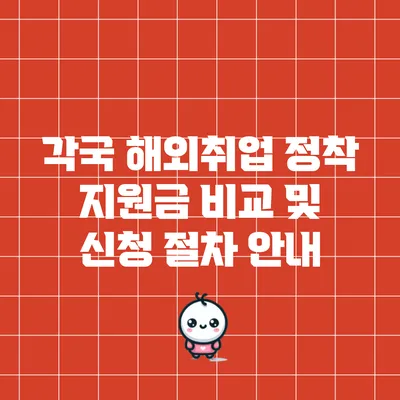 각국 해외취업 정착 지원금 비교 및 신청 절차 안내