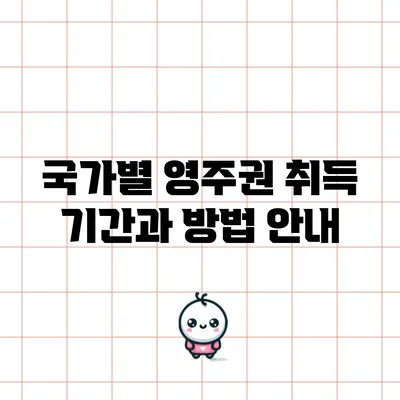 국가별 영주권 취득 기간과 방법 안내