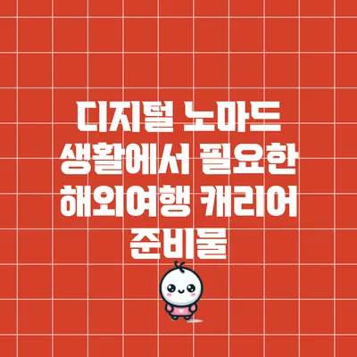 디지털 노마드 생활에서 필요한 해외여행 캐리어 준비물