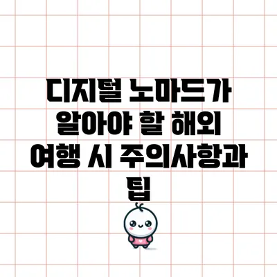 디지털 노마드가 알아야 할 해외 여행 시 주의사항과 팁