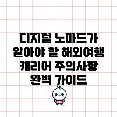 디지털 노마드가 알아야 할 해외여행 캐리어 주의사항 완벽 가이드