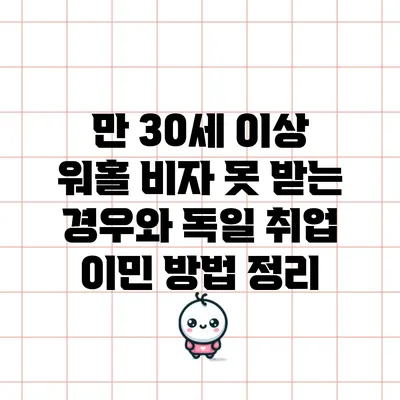 만 30세 이상 워홀 비자 못 받는 경우와 독일 취업 이민 방법 정리