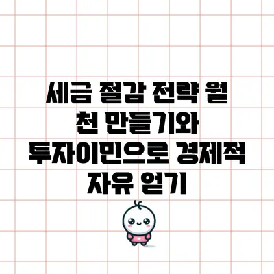 세금 절감 전략: 월 천 만들기와 투자이민으로 경제적 자유 얻기
