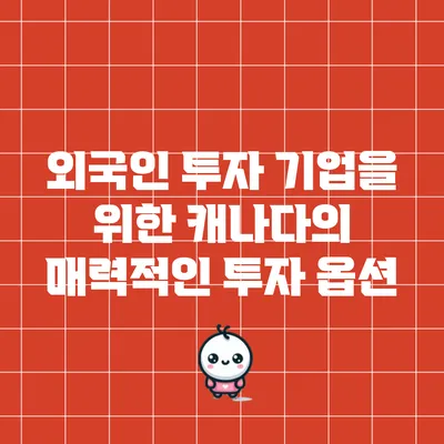 외국인 투자 기업을 위한 캐나다의 매력적인 투자 옵션