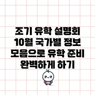 조기 유학 설명회: 10월 국가별 정보 모음으로 유학 준비 완벽하게 하기