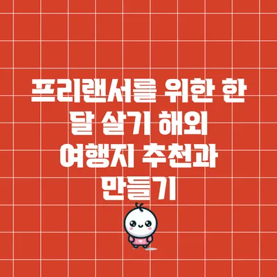 프리랜서를 위한 한 달 살기: 해외 여행지 추천과 만들기