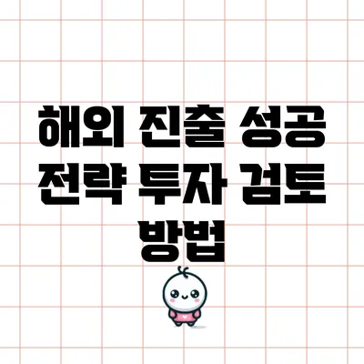 해외 진출 성공 전략: 투자 검토 방법