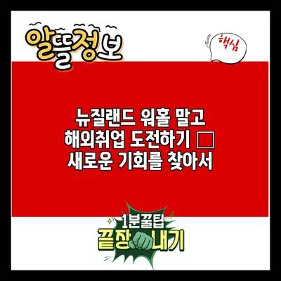 뉴질랜드 워홀 말고 해외취업 도전하기 – 새로운 기회를 찾아서
