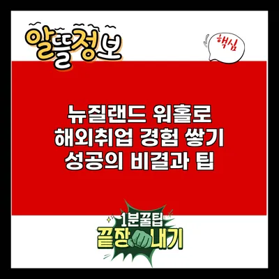 뉴질랜드 워홀로 해외취업 경험 쌓기: 성공의 비결과 팁