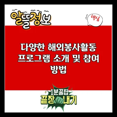 다양한 해외봉사활동 프로그램 소개 및 참여 방법