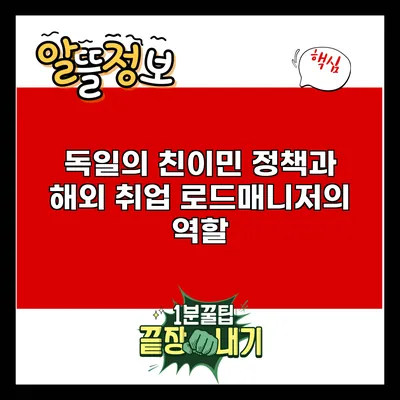 독일의 친이민 정책과 해외 취업 로드매니저의 역할