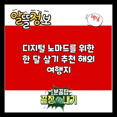 디지털 노마드를 위한 한 달 살기: 추천 해외 여행지