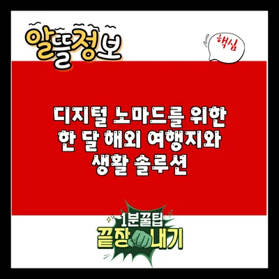 디지털 노마드를 위한 한 달 해외 여행지와 생활 솔루션