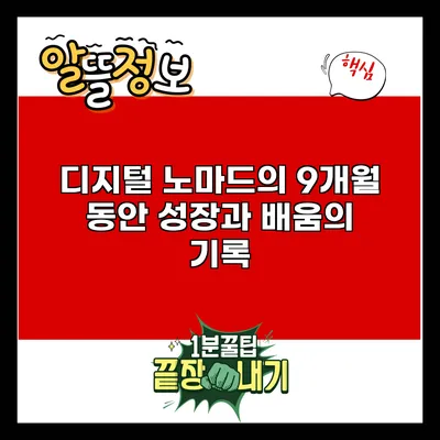 디지털 노마드의 9개월 동안 성장과 배움의 기록