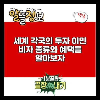 세계 각국의 투자 이민 비자 종류와 혜택을 알아보자