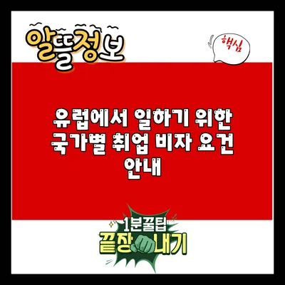 유럽에서 일하기 위한 국가별 취업 비자 요건 안내