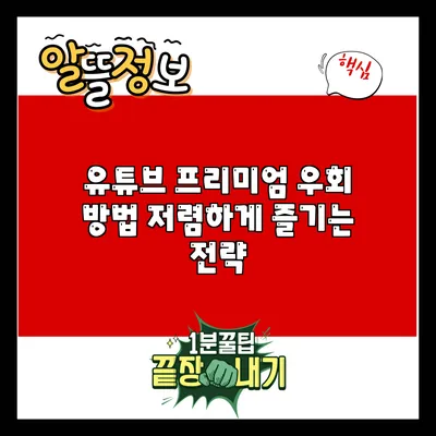유튜브 프리미엄 우회 방법: 저렴하게 즐기는 전략