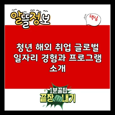 청년 해외 취업: 글로벌 일자리 경험과 프로그램 소개