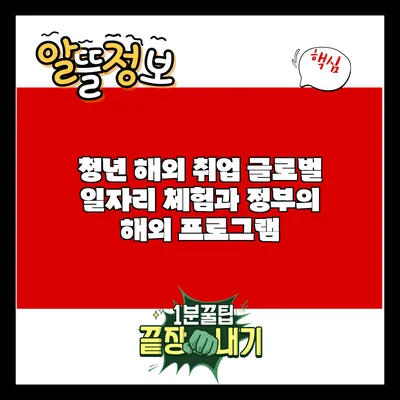 청년 해외 취업: 글로벌 일자리 체험과 정부의 해외 프로그램