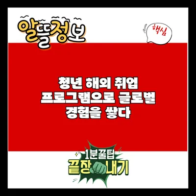 청년 해외 취업 프로그램으로 글로벌 경험을 쌓다