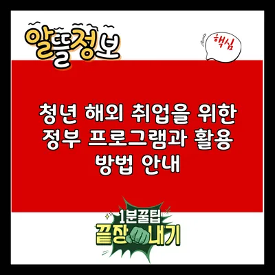 청년 해외 취업을 위한 정부 프로그램과 활용 방법 안내