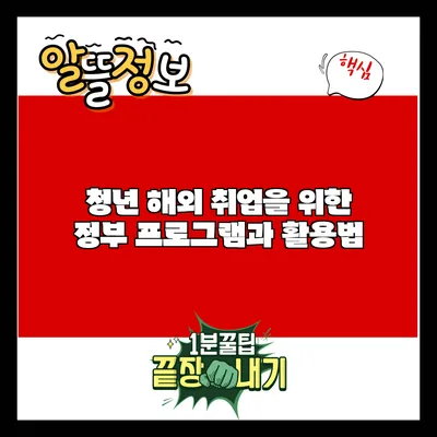 청년 해외 취업을 위한 정부 프로그램과 활용법