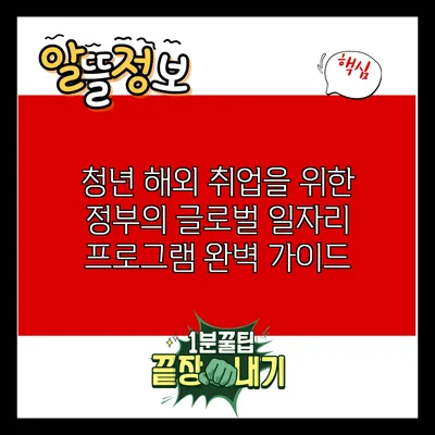 청년 해외 취업을 위한 정부의 글로벌 일자리 프로그램 완벽 가이드