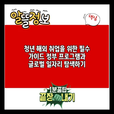 청년 해외 취업을 위한 필수 가이드: 정부 프로그램과 글로벌 일자리 탐색하기