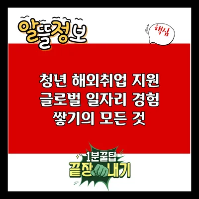 청년 해외취업 지원: 글로벌 일자리 경험 쌓기의 모든 것