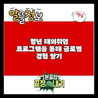 청년 해외취업 프로그램을 통해 글로벌 경험 쌓기