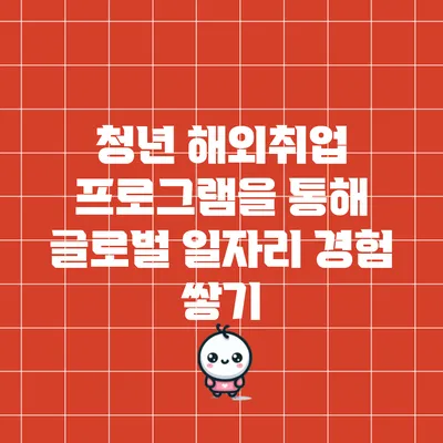 청년 해외취업 프로그램을 통해 글로벌 일자리 경험 쌓기