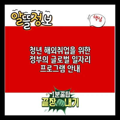 청년 해외취업을 위한 정부의 글로벌 일자리 프로그램 안내