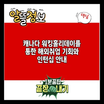 캐나다 워킹홀리데이를 통한 해외취업 기회와 인턴십 안내