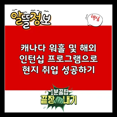 캐나다 워홀 및 해외 인턴십 프로그램으로 현지 취업 성공하기