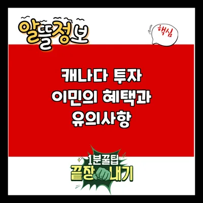 캐나다 투자 이민의 혜택과 유의사항