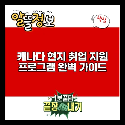 캐나다 현지 취업 지원 프로그램 완벽 가이드