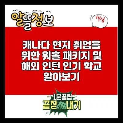 캐나다 현지 취업을 위한 워홀 패키지 및 해외 인턴 인기 학교 알아보기