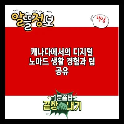 캐나다에서의 디지털 노마드 생활: 경험과 팁 공유