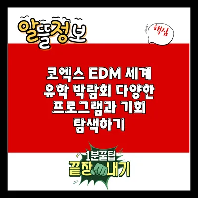 코엑스 EDM 세계 유학 박람회: 다양한 프로그램과 기회 탐색하기