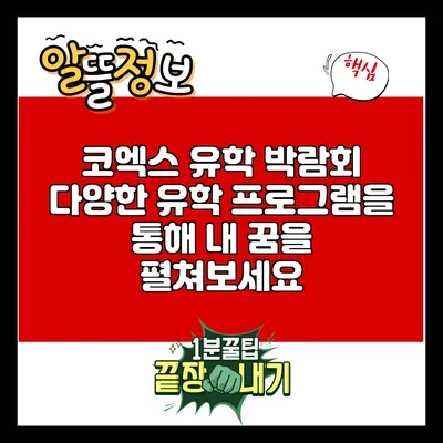 코엑스 유학 박람회: 다양한 유학 프로그램을 통해 내 꿈을 펼쳐보세요