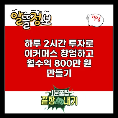 하루 2시간 투자로 이커머스 창업하고 월수익 800만 원 만들기