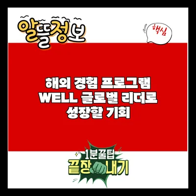 해외 경험 프로그램 WELL: 글로벌 리더로 성장할 기회