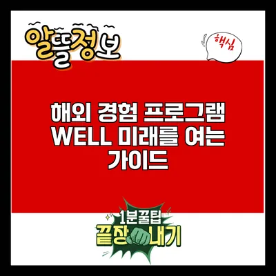 해외 경험 프로그램 WELL: 미래를 여는 가이드