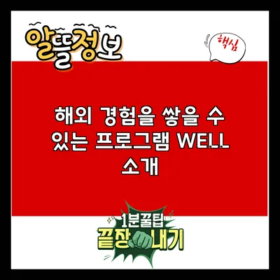 해외 경험을 쌓을 수 있는 프로그램 WELL 소개