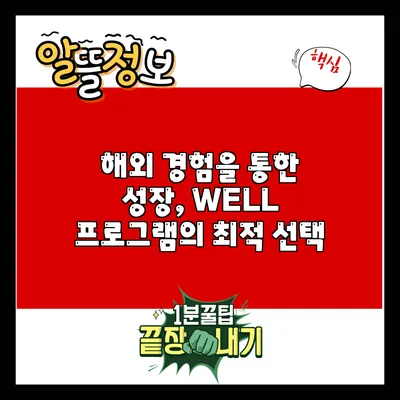 해외 경험을 통한 성장, WELL 프로그램의 최적 선택