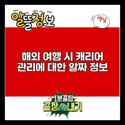 해외 여행 시 캐리어 관리에 대한 알짜 정보