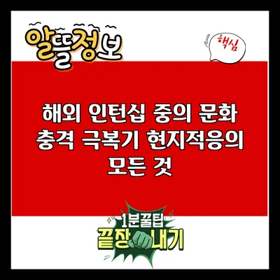 해외 인턴십 중의 문화 충격 극복기: 현지적응의 모든 것